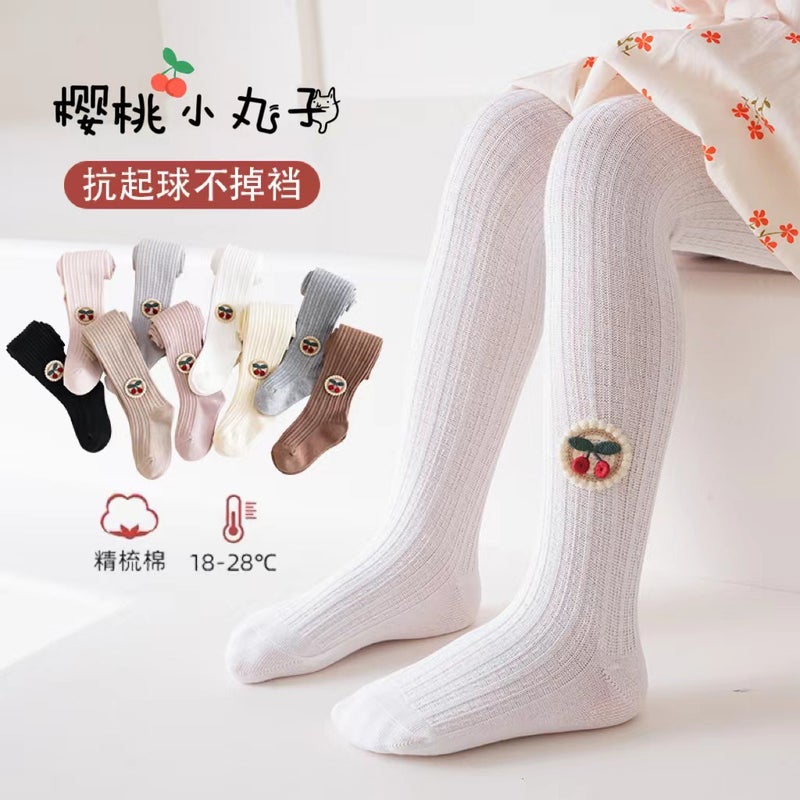 Baby Pantyhose Children'S Leggings 2023 A Cherry Combed Cotton Baby Bottoming Socks Spot - Image 2
