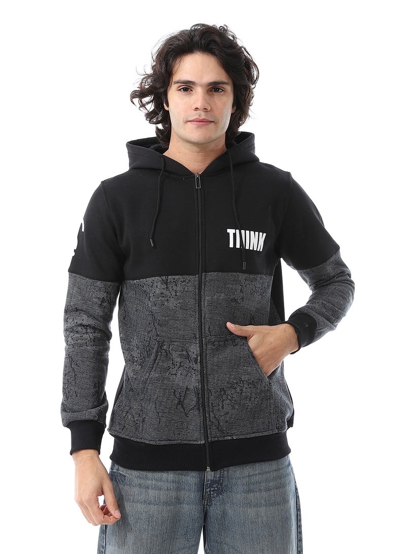 Caesar Mens Hoodie With Through Zipper And Army Design - Image 1