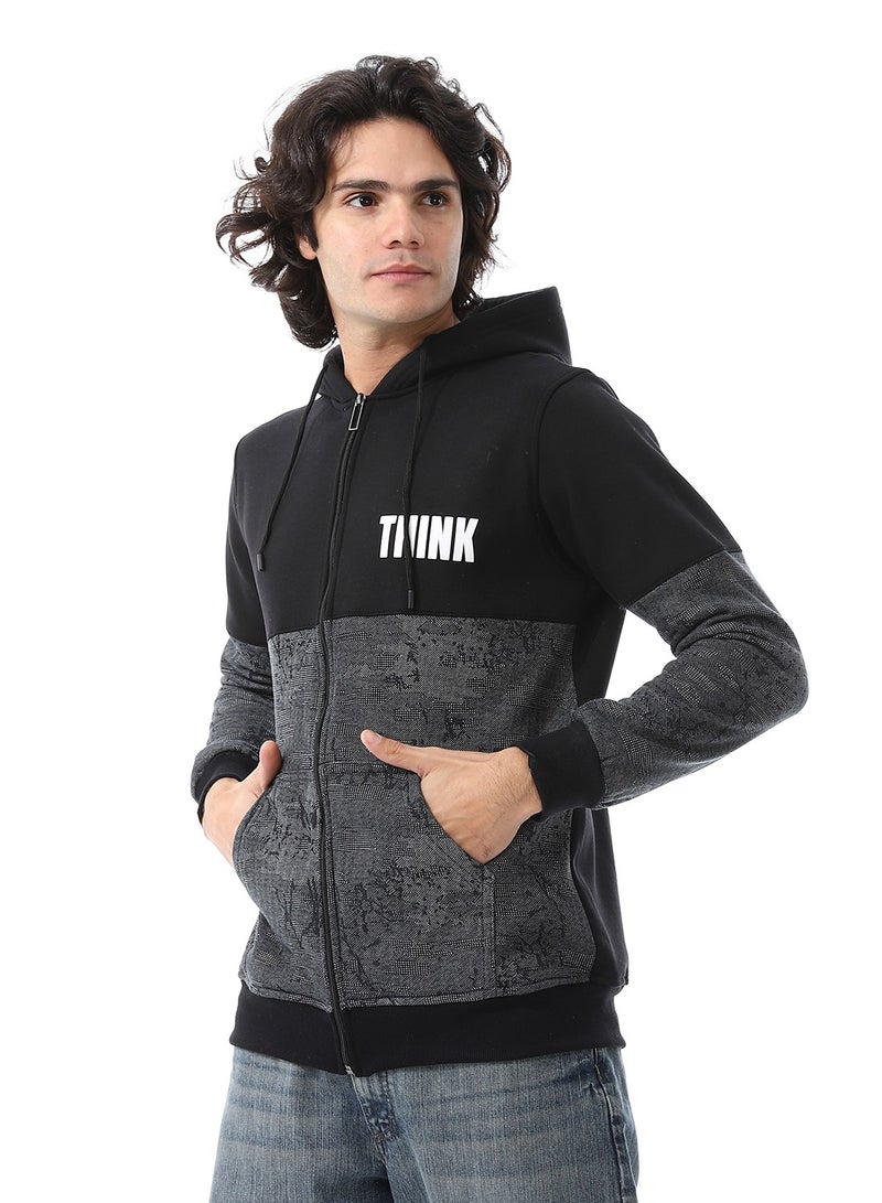 Caesar Mens Hoodie With Through Zipper And Army Design - Image 5