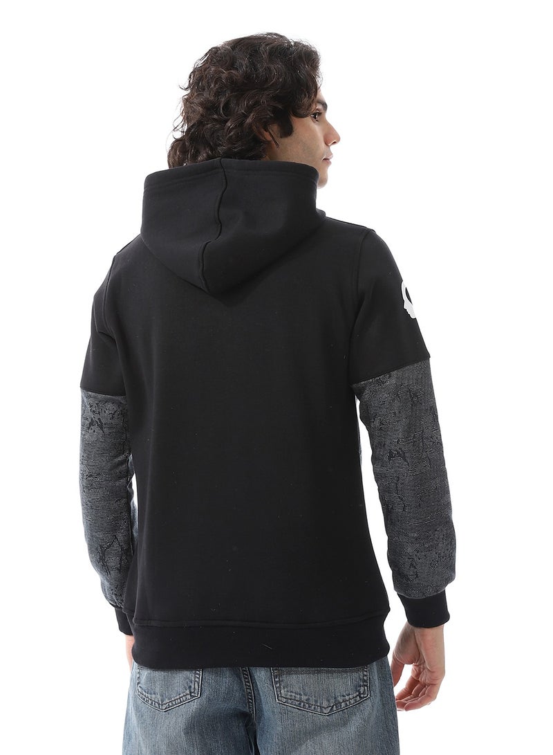 Caesar Mens Hoodie With Through Zipper And Army Design - Image 4