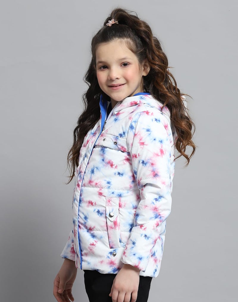 Monte Carlo Girls Printed Offwhite Hooded Neck Full Sleeve Jacket - Image 3