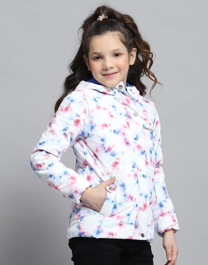 Monte Carlo Girls Printed Offwhite Hooded Neck Full Sleeve Jacket - Image 4