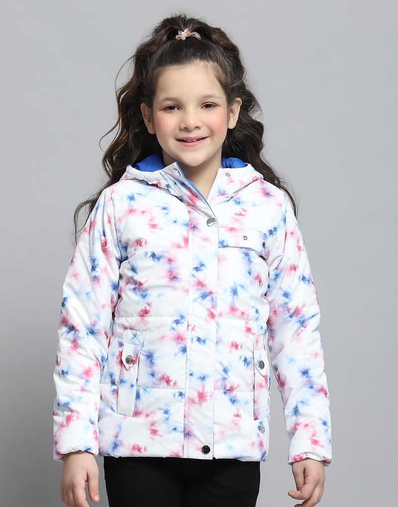Monte Carlo Girls Printed Offwhite Hooded Neck Full Sleeve Jacket - Image 2
