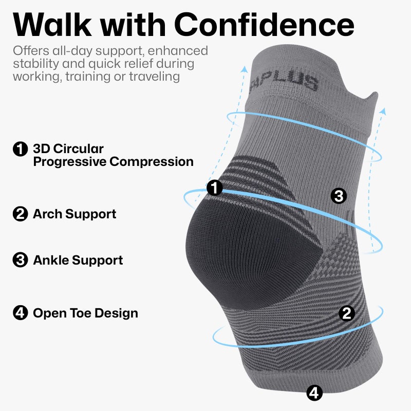 PAPLUS 6 Pairs Plantar Fasciitis Socks Women & Men - Compression Foot Brace for Achilles Tendonitis & Heel Spur Pain Relief - Ankle Brace with Arch Support for Swelling, Sports Injury Recovery - Image 4