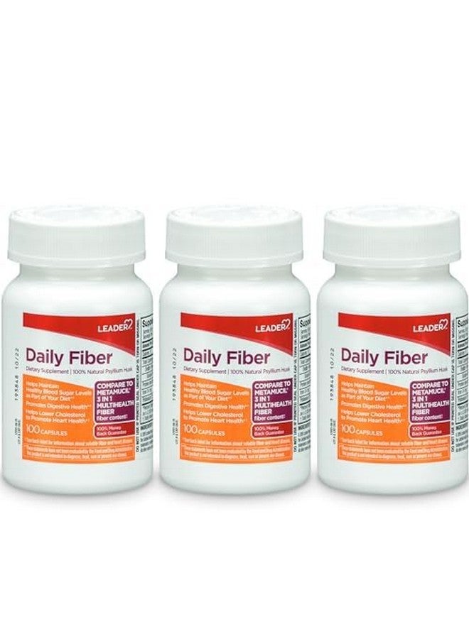 Leader مكمل مسحوق قشور السيليوم اليومي من ليدر، 3 في 1 ألياف للصحة، نباتي، 100% طبيعي 100 كبسولة - Image 1