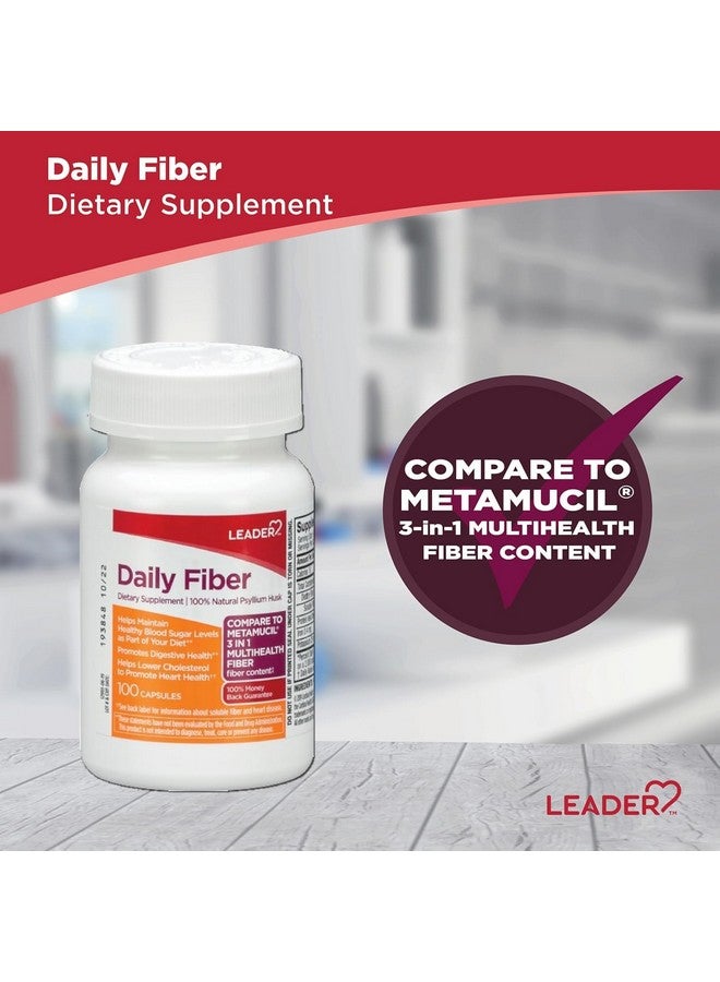 Leader مكمل مسحوق قشور السيليوم اليومي من ليدر، 3 في 1 ألياف للصحة، نباتي، 100% طبيعي 100 كبسولة - Image 3