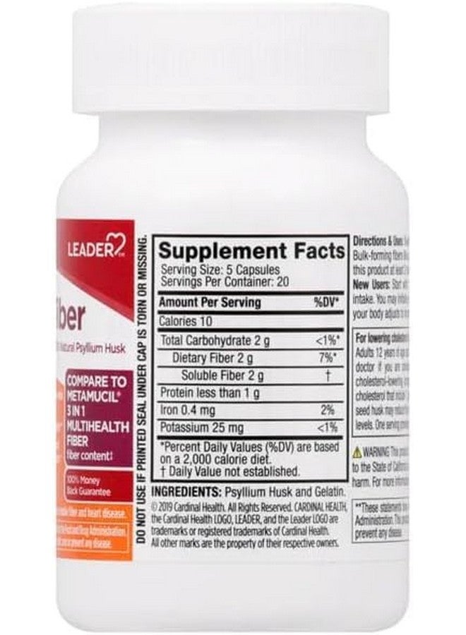 Leader مكمل مسحوق قشور السيليوم اليومي من ليدر، 3 في 1 ألياف للصحة، نباتي، 100% طبيعي 100 كبسولة - Image 2