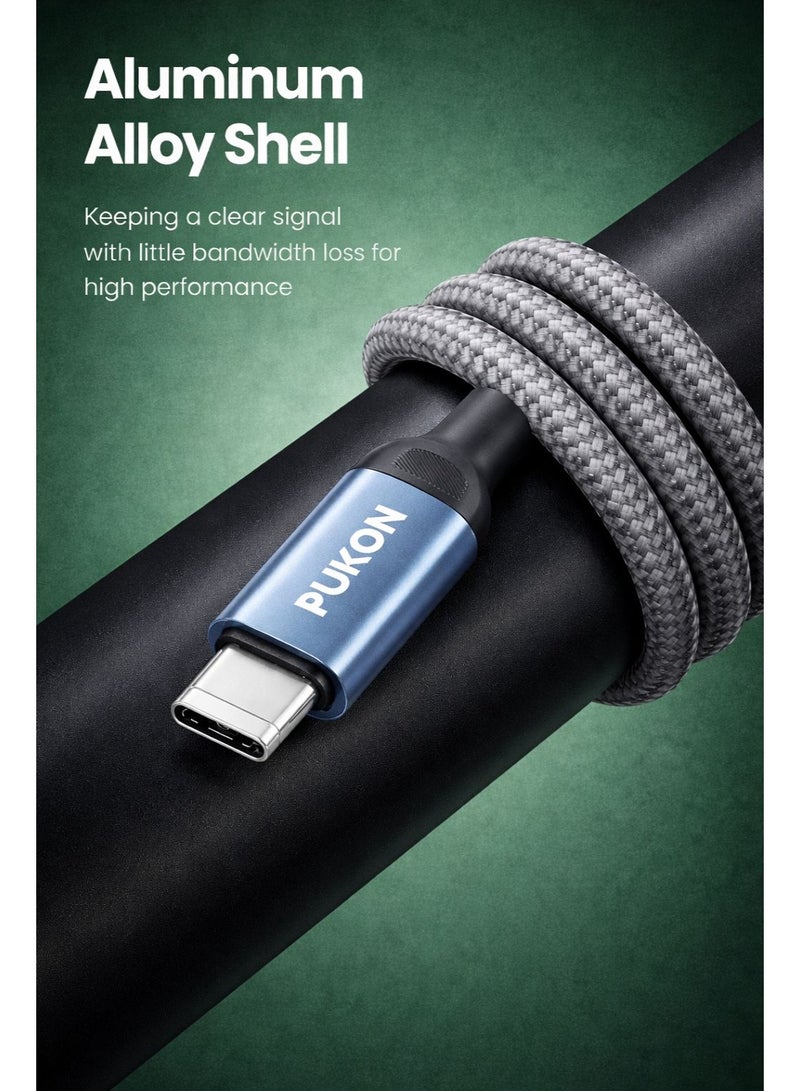 PUKON 120W USB-C to USB-C Fast Charging Cable 1M, PD Super Fast Charge & Data Sync, Nylon Braided Type-C Cable with 1 Year Replacement Warranty - Image 5