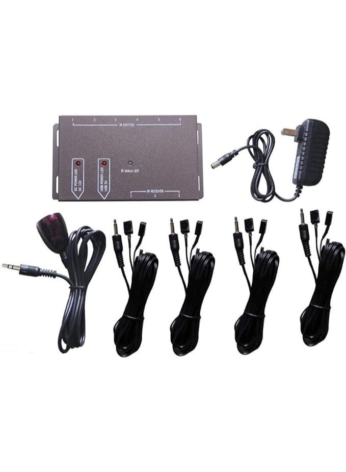 Remote Extender 8 Emitters 1 Receiver，IR Repeater Hidden System Kit EU 8 Adapters Aransponder，Signal Boosters - Image 3