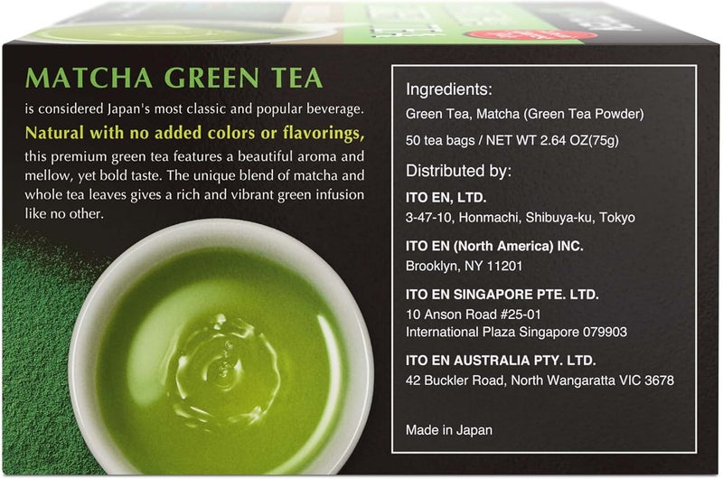 ITO EN Traditional Matcha Green Tea - 50 Count Tea Bags, Zero Calories, Caffeinated - Image 3