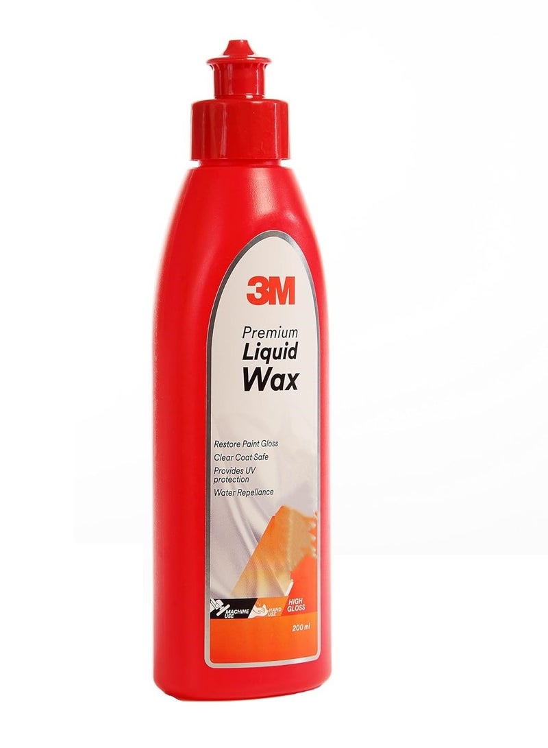 3M 3M Premium Liquid Wax Restores Car Paint Gloss and Lustre Water Repellent UV Protection (200ml Pack of 1) - Image 1