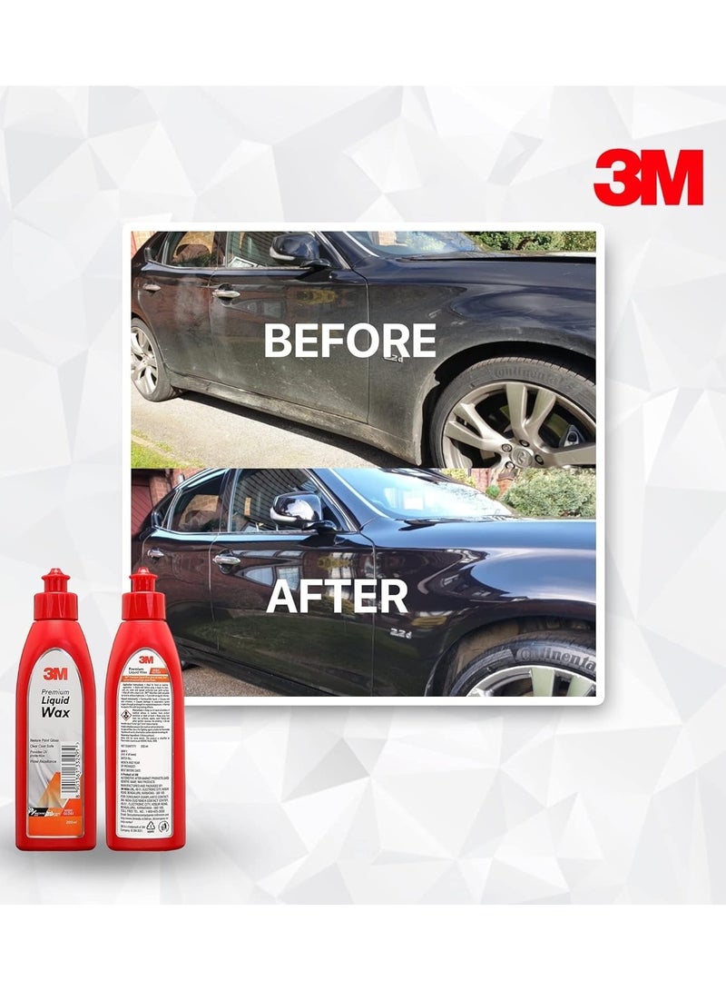 3M 3M Premium Liquid Wax Restores Car Paint Gloss and Lustre Water Repellent UV Protection (200ml Pack of 1) - Image 2