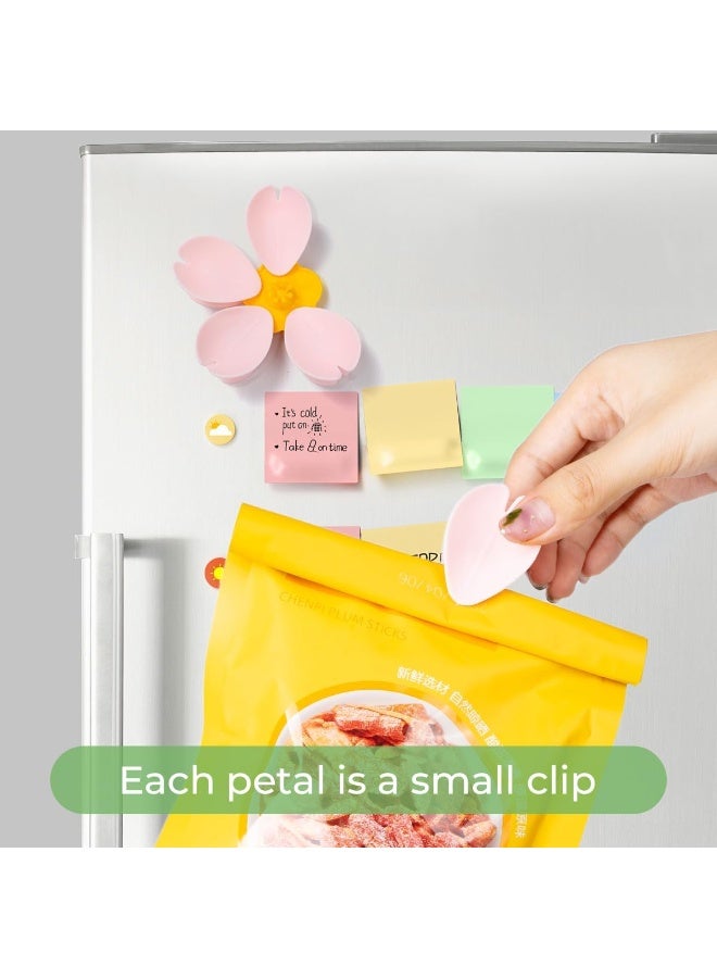 Sunspire Fridge Magnetic Bag Clips (10 Clips + 2 Base) - Cute Cherry Blossom Design for Food Sealing, Snack, Bread & Pet Food Storage, Fridge Organizer & Kitchen Decor Gift (2 PCS) - Image 5
