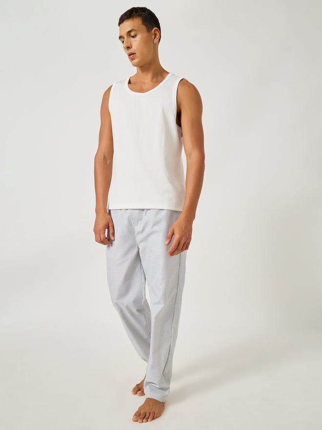 ستايلي بنطلون بيجاما مخطط منسوج بخصر برباط - Image 2