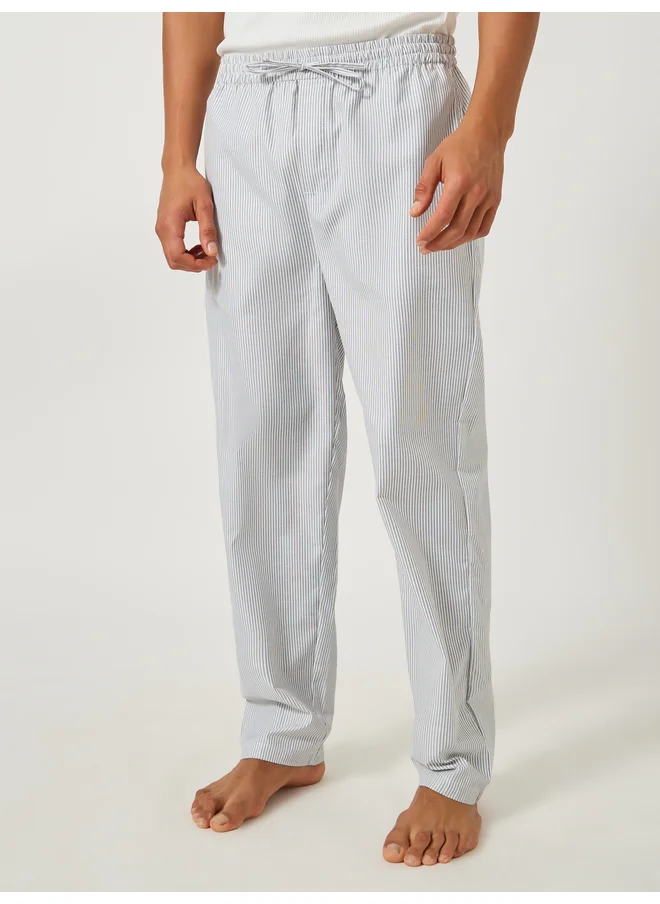 ستايلي Styli Unwind Striped Woven Drawstring Waist Straight Pyjama