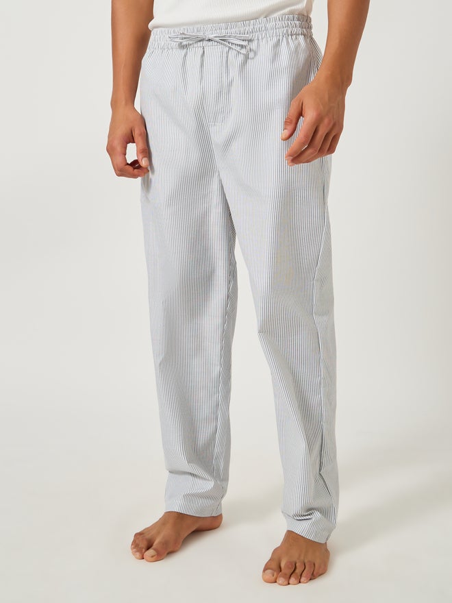ستايلي بنطلون بيجاما مخطط منسوج بخصر برباط - Image 1