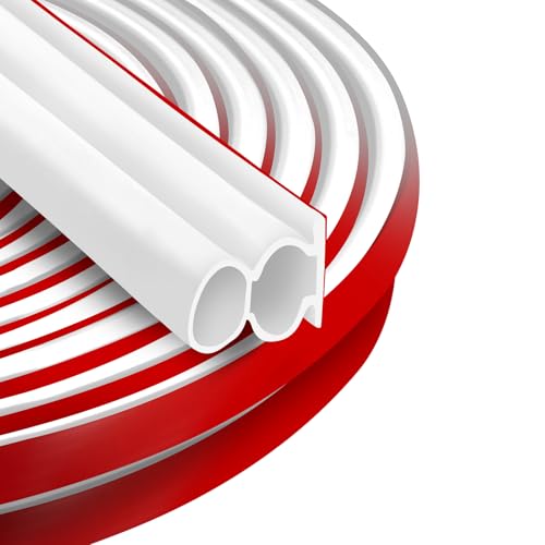 BISOTHAI 40 Feet Rubber Weather Stripping Door Seal Large Gap, Extra Thick Self-Adhesive D-Shaped Door Weather Stripping Seal Strip for Door Frame Door Insulation Strip Soundproofing (White) - Image 1