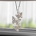 BDZMC Bling Butterfly Diamond Car Hanging Accessories Crystal Rear View Mirror Charms Hanging Ornament Pendant Lucky Presents for Women Interior Decoration Accessories for All Cars Sliver - Image 2