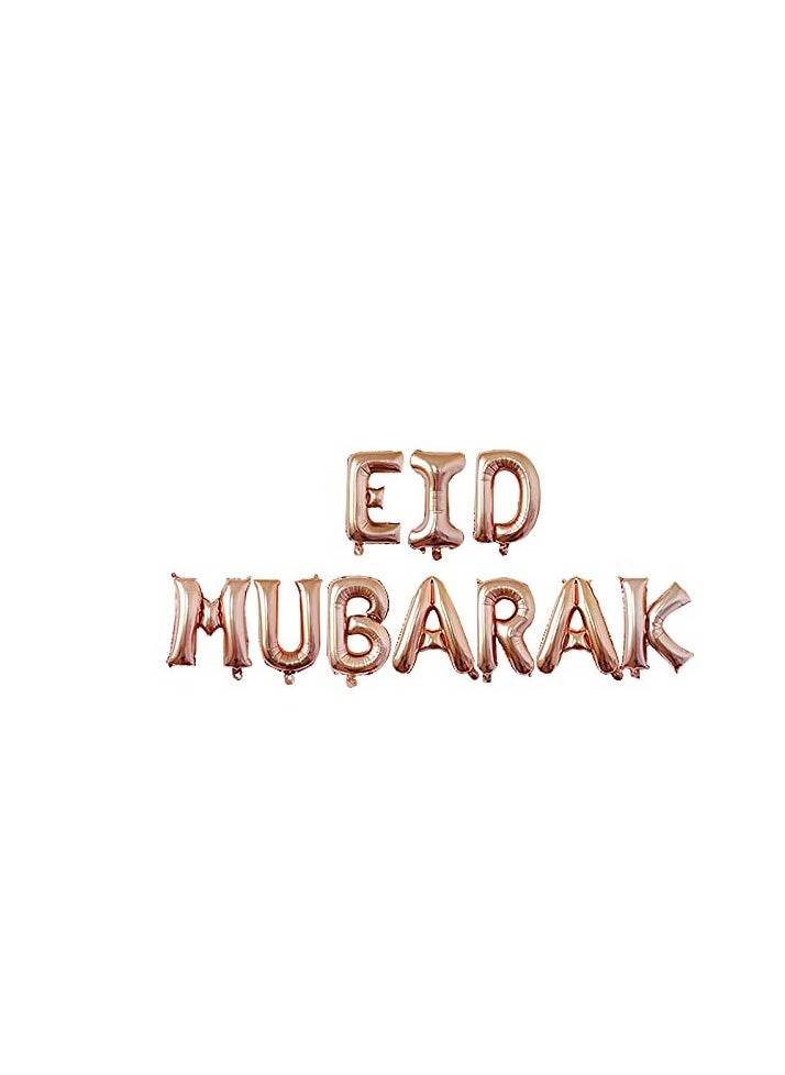 BrainGiggles BrainGiggles Rose Gold Eid Mubarak Balloon Banner with Star & Moon Foil Balloon for Eid Decorations  - Image 2