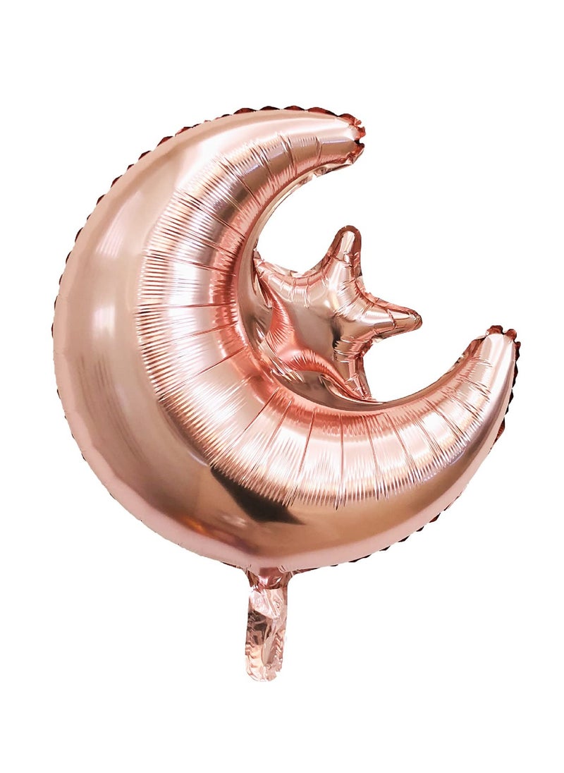 BrainGiggles BrainGiggles Rose Gold Eid Mubarak Balloon Banner with Star & Moon Foil Balloon for Eid Decorations  - Image 3