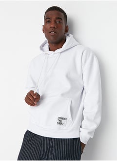 Basic White Oversize/Wide Cut Hooded Labeled Fleece Cotton Sweatshirt TMNAW21SW2005 - pzsku/Z983D6040F5D82F4367D3Z/45/_/1730940931/912f0c83-4610-4756-a740-1d3587673d19