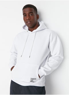 Basic White Oversize/Wide Cut Hooded Labeled Fleece Cotton Sweatshirt TMNAW21SW2005 - pzsku/Z983D6040F5D82F4367D3Z/45/_/1730940938/017737f9-19de-4a1c-a5f5-1d21974248eb