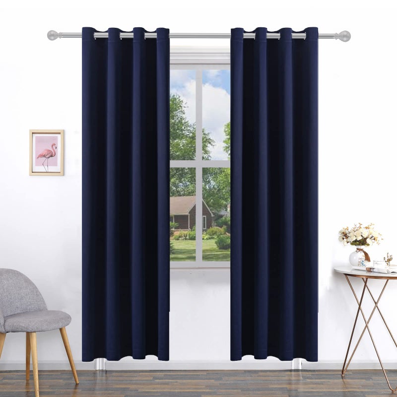 Pickluc Navy Blackout Curtain for Living Room Light Blocking Drapes with Grommet Thermal Insulated Noise Reduction 52 Inches Wide x 84 Inches Long 2 Panels