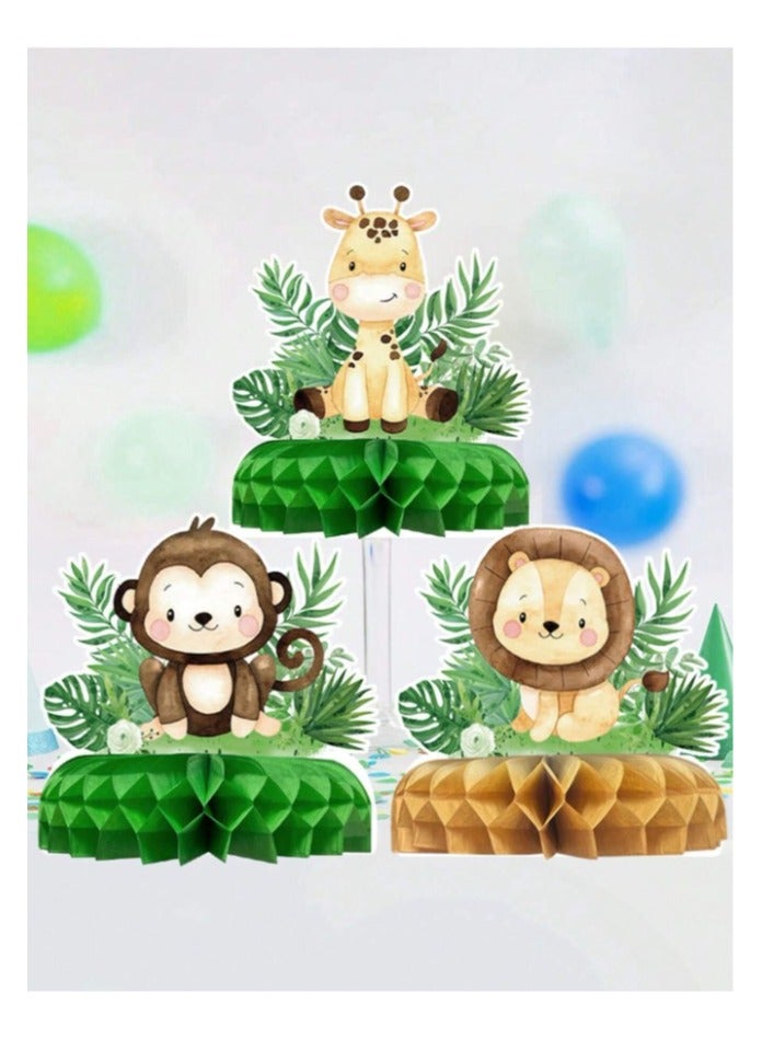 7 pieces of 3D party table decorations with a forest animal design for birthday parties and school celebrations - Image 3