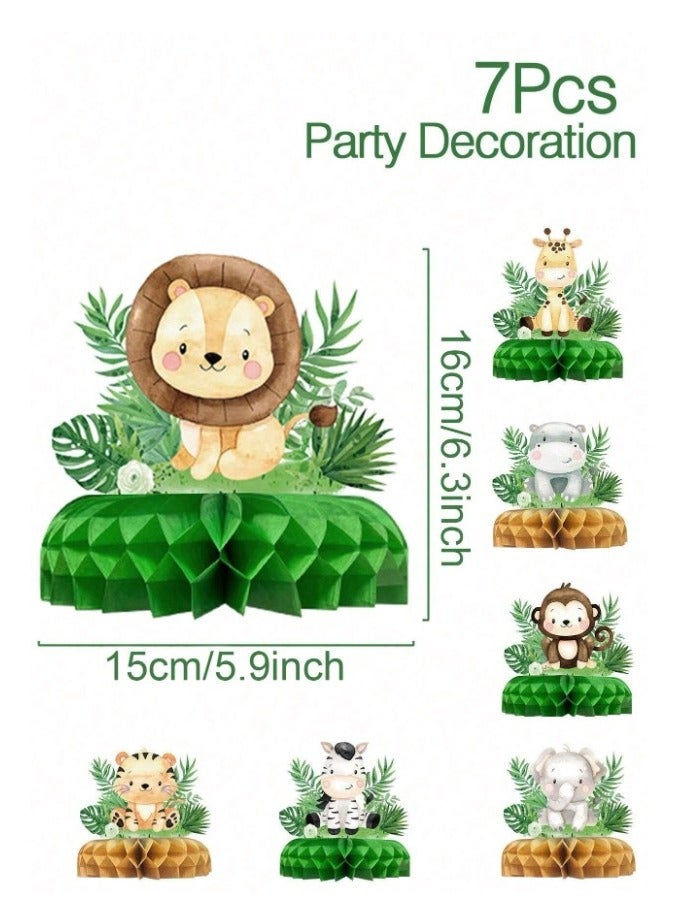 7 pieces of 3D party table decorations with a forest animal design for birthday parties and school celebrations - Image 2