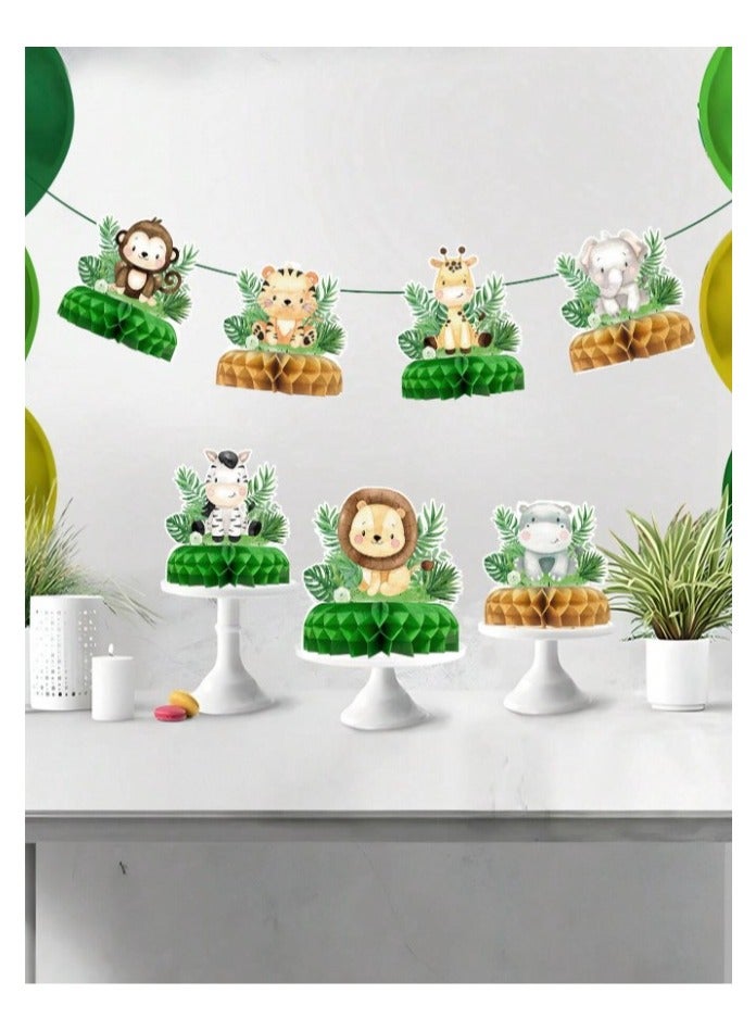7 pieces of 3D party table decorations with a forest animal design for birthday parties and school celebrations - Image 5