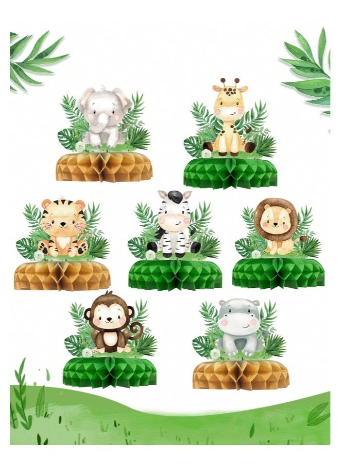 7 pieces of 3D party table decorations with a forest animal design for birthday parties and school celebrations - Image 1