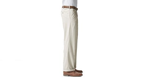 Dockers Men's Relaxed Fit Comfort Pants-Pleated, Porcelain Khaki, 40W x 34L - Image 2
