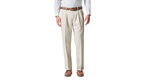 Dockers Men's Relaxed Fit Comfort Pants-Pleated, Porcelain Khaki, 40W x 34L - Image 1