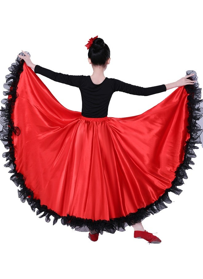 Al Aoyama Girls Long Full Circle Dance Skirt for 8-12 Years  Satin Long Skirt for Spanish Flamenco Belly Dance Gypsy Folklorico  - Image 4