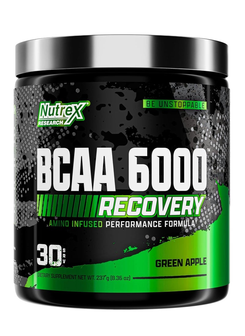 Nutrex Research BCAA Powder 6000 Post Workout Recovery & Muscle Growth Green Apple Flavour  30 Servings 237 gm  - Image 1