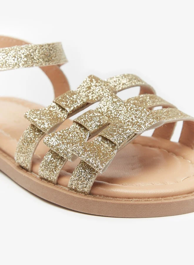 جونيورز Girls Strappy Sandals with Hook and Loop Closure