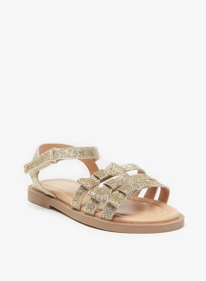 جونيورز Girls Strappy Sandals with Hook and Loop Closure