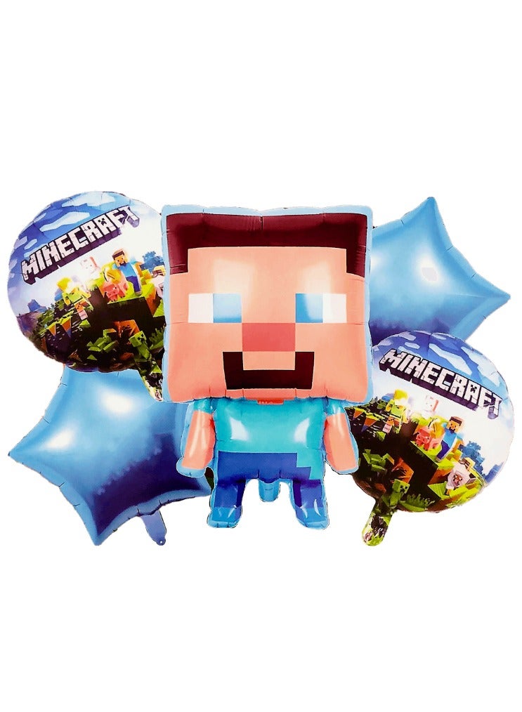 ماين كرافت مجموعة بالونات مكونة من 5  قطع من لعبة مابنكرافت مثالية للتخرج وحفلات استقبال المولود الجديد وأعياد الميلاد وحفلات العزوبية، مناسبة للاستخدام الداخلي والخارجي
