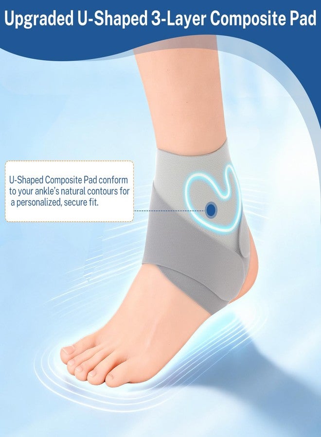 lefeke Ankle Brace for Women & Men, Adjustable Ankle Wrap with Removable Strap, Compression Sleeve for Sprained Ankle & Plantar Fasciitis Relief,Thin gray,1 Pack - Image 2