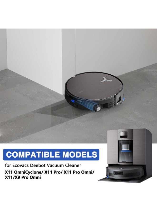عدة إكسسوارات مكونة من 15 قطعة لمكنسة Ecovacs Deebot X11 OmniCyclone/X11 Pro/X11 Pro Omni/X11، قطع غيار، فرشاة رئيسية واحدة، 2 أسطوانة ممسحة، 6 فراشي جانبية، 4 فلاتر HEPA، 2 أدوات تنظيف - Image 2