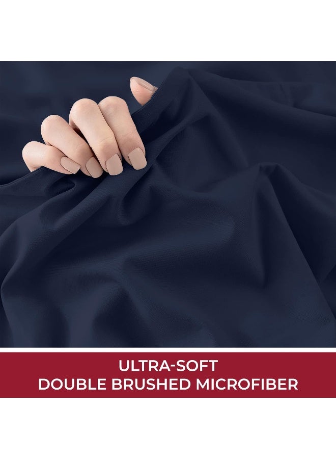 Mellanni Queen Fitted Sheet  Iconic Collection Bedding Sheets with up to 16 inch Deep Pocket  Soft  Cooling  Fade  Stain Resistant  1 PC Queen Navy Blue - Image 3
