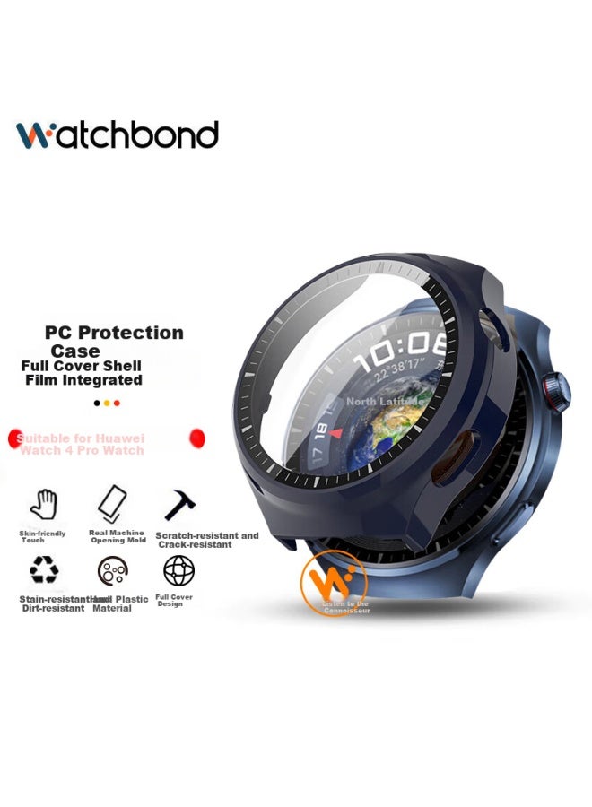 Watchbond Protective Case And Film For Huawei Watch 4 Pro, Blue Earth Pc Tempered Glass Full Coverage Protective Film, Scratch-resistant Cover Film, Tempered Glass Full Coverage Accessory - Image 1