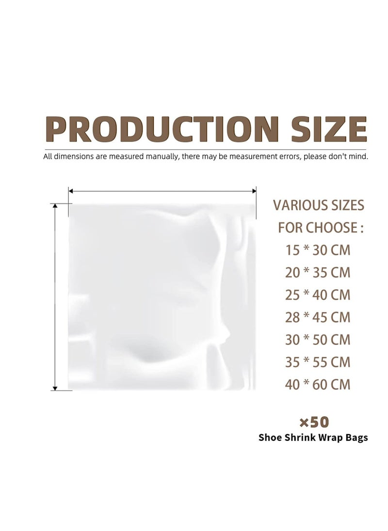 Generic - Shrink Wrap Bags, PVC Clear Heat Sealer Bags, Seal Wrapping Supplies, Waterproof Odorless and Transparent, for Shoes Storage, Gifts, Remote Control, Books, DIY Crafts Packaging, 50pcs (30 * 50cm) - Image 1