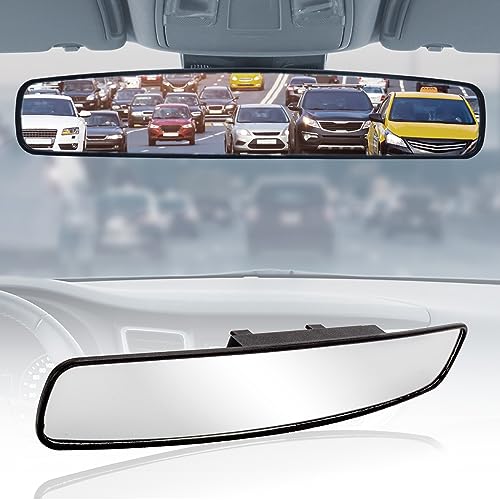 Goodyear 17” Panoramic Rear View Mirror – Universal Wide Angle Rear View Mirror for Car/SUV/Truck – Anti-Glare, Clip-On Large Rearview Extender for Safer Driving & Parking - Image 1