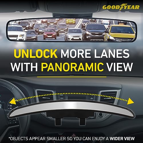Goodyear 17” Panoramic Rear View Mirror – Universal Wide Angle Rear View Mirror for Car/SUV/Truck – Anti-Glare, Clip-On Large Rearview Extender for Safer Driving & Parking - Image 4