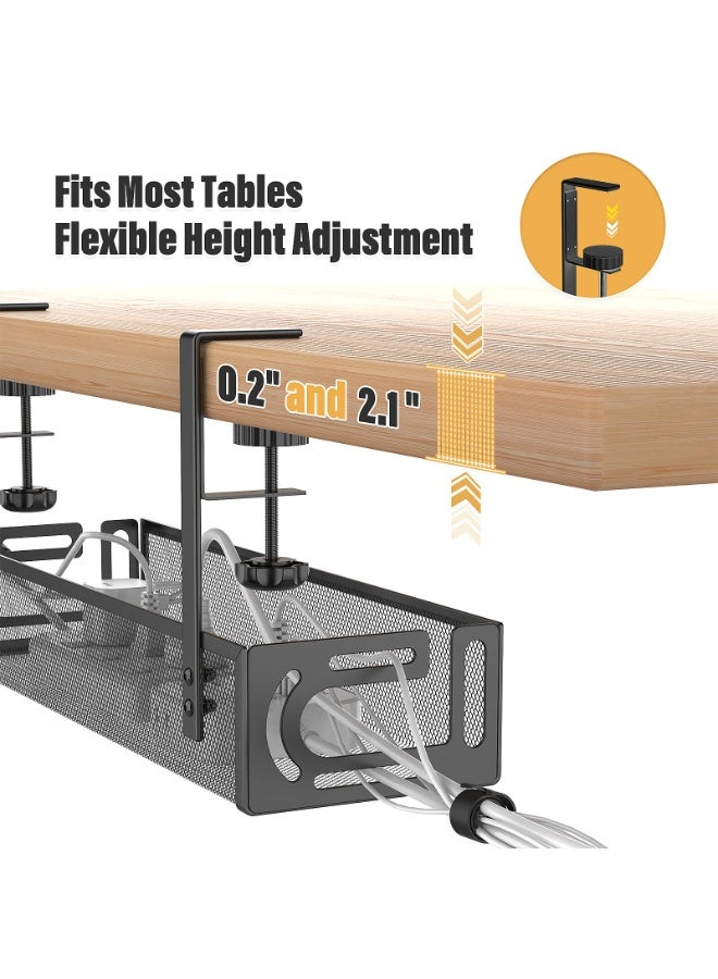 Under Desk Cable Management Tray, Non-Drilling Table Wire Organizer Basket, Screw-Free Clamp-On Design - Image 4