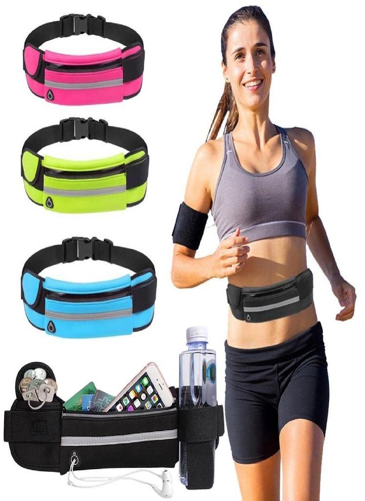 Eckek - Unisex Running Waist Bag With Bottle Holder Sports Travel Portable Gym Bags - Image 1