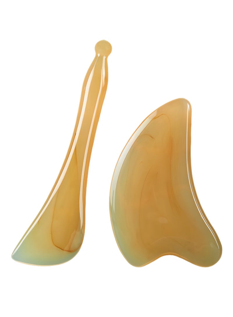 إسكدنيا 2 قطعة أدوات تدليك غواشا، مجموعة غواشا، أدوات غواشا للوجه والجسم، عصا غواشا، عصا، أداة نحت الوجه لتدليك الوجه، مدلك الوجه، أدوات تدليك الوجه، هدايا مدلك غواشا للنساء - Image 1