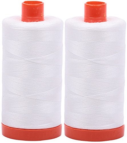 Aurifil Mako 50wt Thread 2 Large Spools Natural White 2021x2