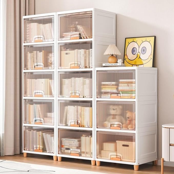 DECOLOGY BookShelf for Home |Engineered Books Organizer for Study Room | Multipurpose book Shelf for Home, Office |Book Organizer for Library | Living Room furniture (Cupboard Rack - Transparent,2PCS) - Image 2